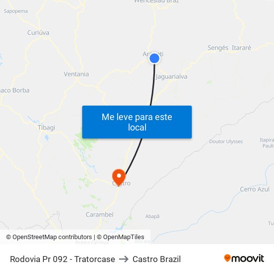 Rodovia Pr 092 - Tratorcase to Castro Brazil map