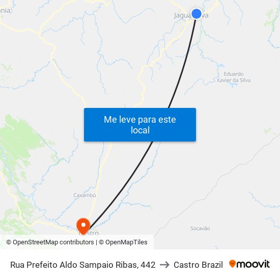 Rua Prefeito Aldo Sampaio Ribas, 442 to Castro Brazil map