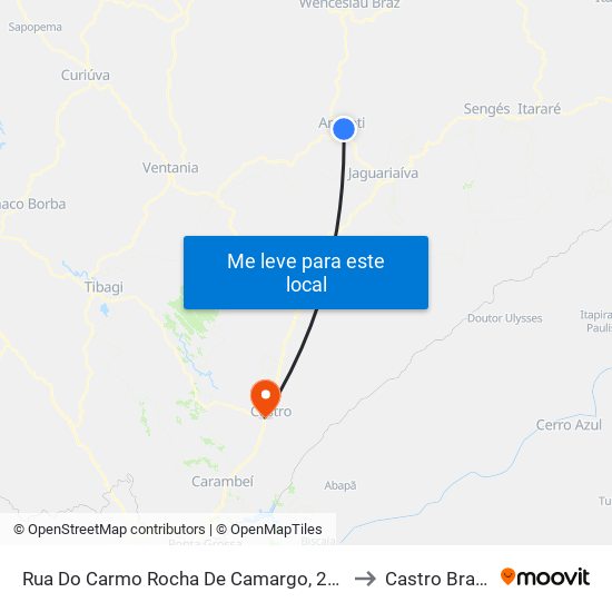 Rua Do Carmo Rocha De Camargo, 228 to Castro Brazil map