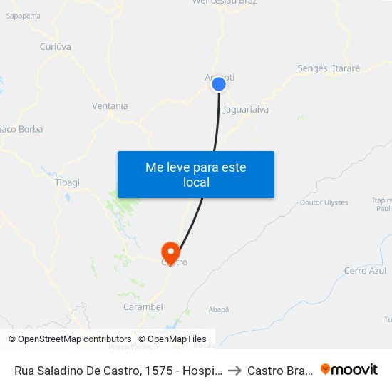 Rua Saladino De Castro, 1575 - Hospital to Castro Brazil map