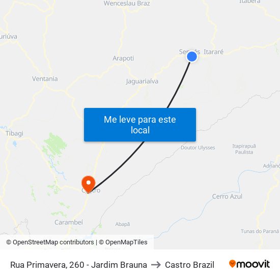 Rua Primavera, 260 - Jardim Brauna to Castro Brazil map