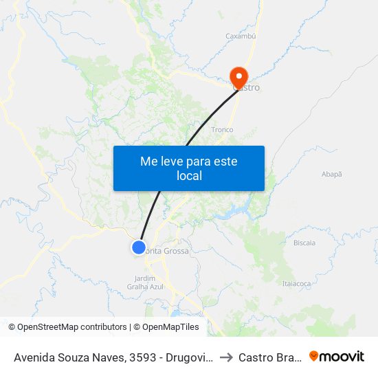 Avenida Souza Naves, 3593 - Drugovich to Castro Brazil map