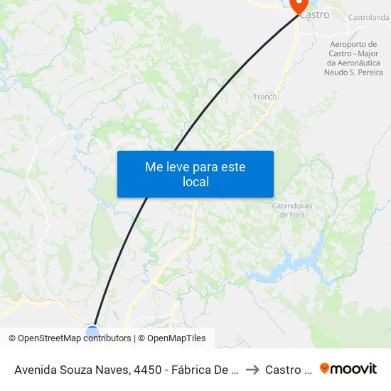 Avenida Souza Naves, 4450 - Fábrica De Carrocerias Rainha to Castro Brazil map