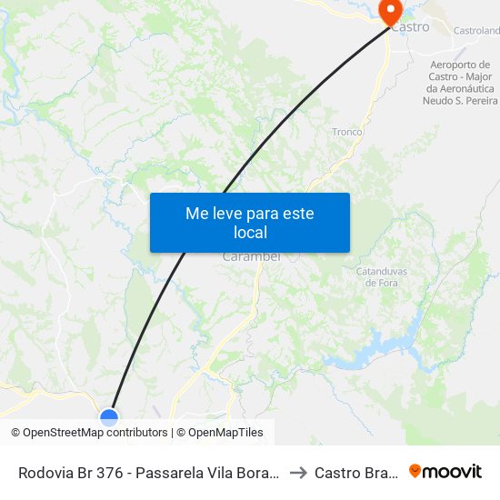 Rodovia Br 376 - Passarela Vila Borato to Castro Brazil map