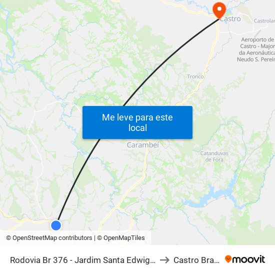 Rodovia Br 376 - Jardim Santa Edwiges to Castro Brazil map