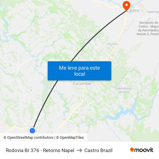 Rodovia Br 376 - Retorno Napel to Castro Brazil map