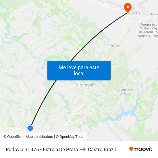 Rodovia Br 376 - Estrela De Prata to Castro Brazil map