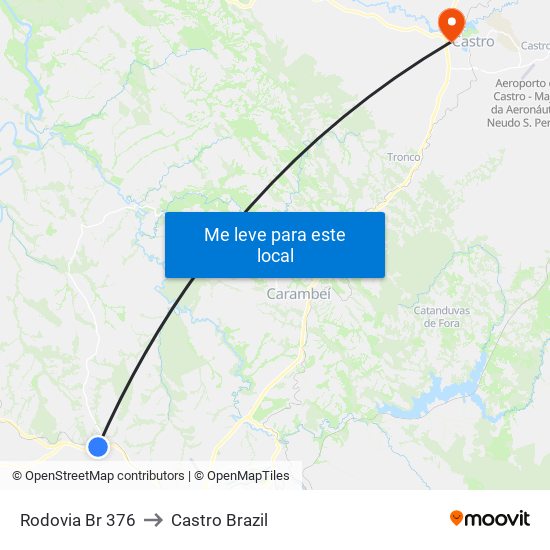 Rodovia Br 376 to Castro Brazil map