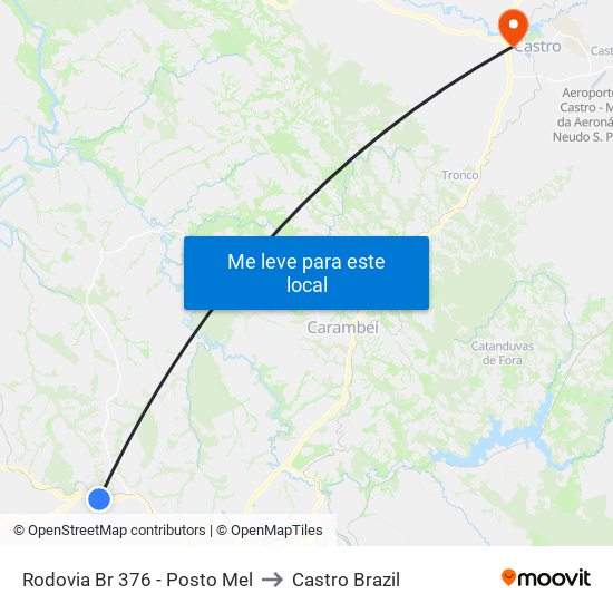 Rodovia Br 376 - Posto Mel to Castro Brazil map