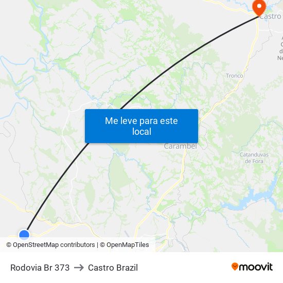 Rodovia Br 373 to Castro Brazil map