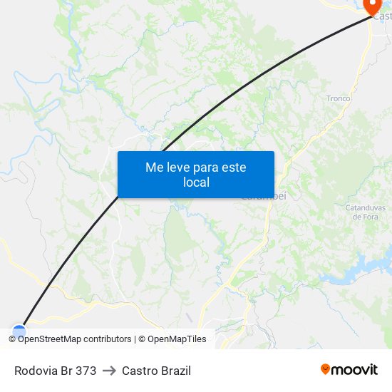 Rodovia Br 373 to Castro Brazil map