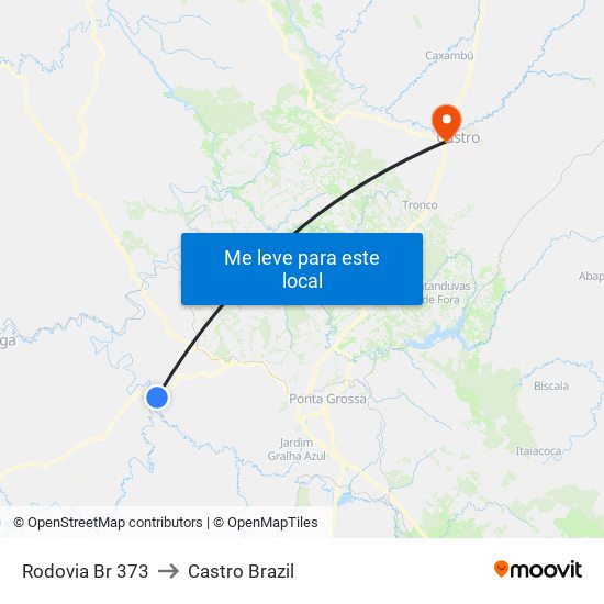 Rodovia Br 373 to Castro Brazil map