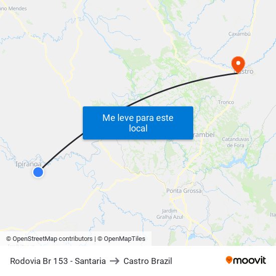 Rodovia Br 153 - Santaria to Castro Brazil map