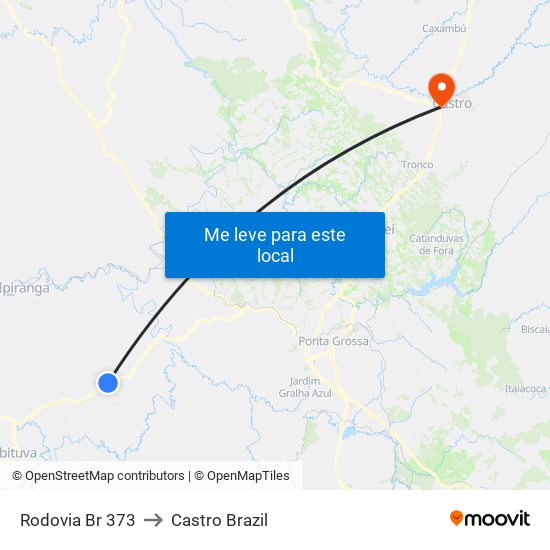 Rodovia Br 373 to Castro Brazil map