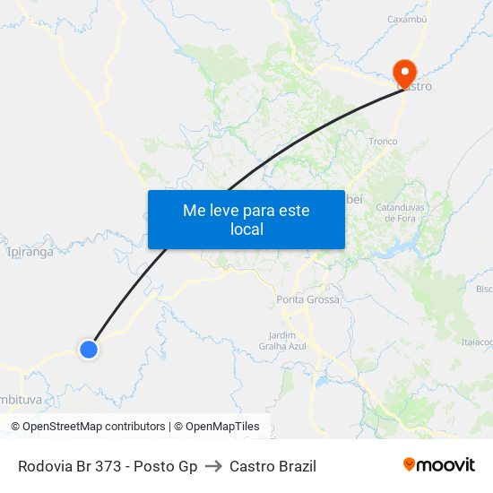 Rodovia Br 373 - Posto Gp to Castro Brazil map