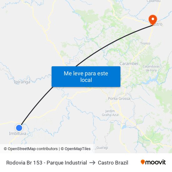 Rodovia Br 153 - Parque Industrial to Castro Brazil map