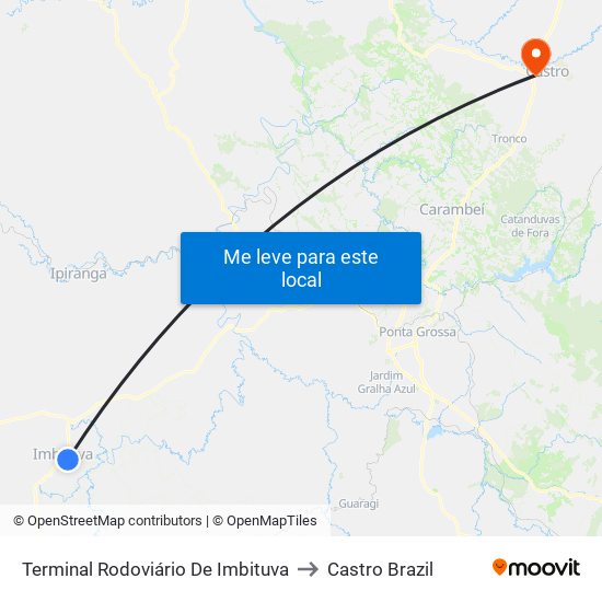 Terminal Rodoviário De Imbituva to Castro Brazil map