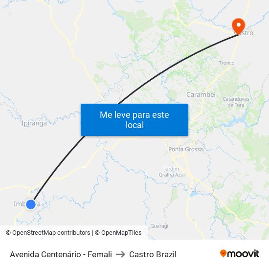 Avenida Centenário - Femali to Castro Brazil map