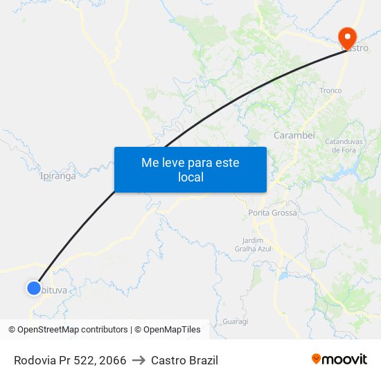 Rodovia Pr 522, 2066 to Castro Brazil map