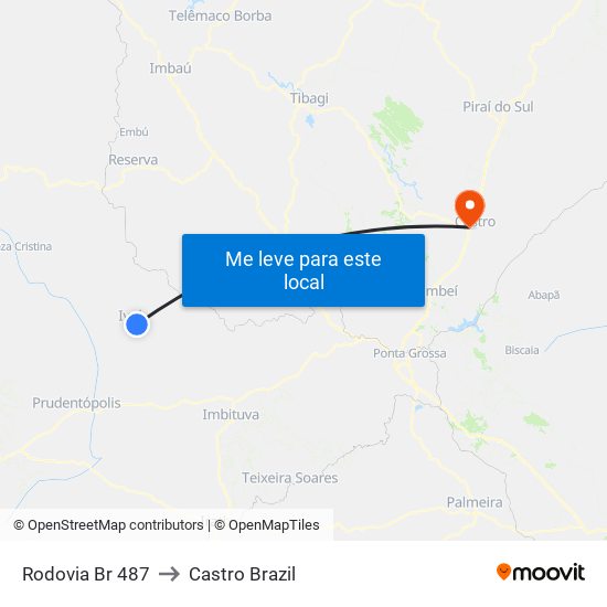 Rodovia Br 487 to Castro Brazil map