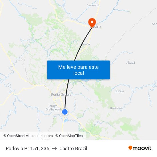 Rodovia Pr 151, 235 to Castro Brazil map