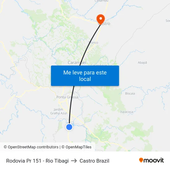 Rodovia Pr 151 - Rio Tibagi to Castro Brazil map