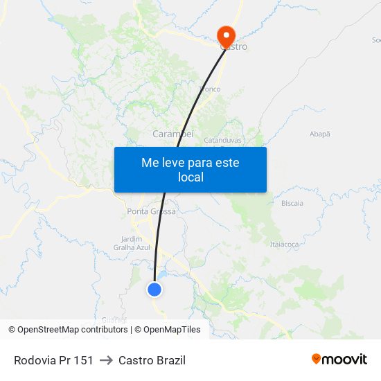 Rodovia Pr 151 to Castro Brazil map