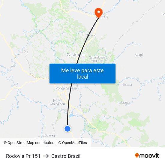 Rodovia Pr 151 to Castro Brazil map