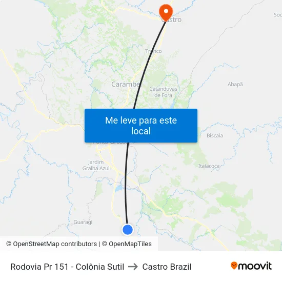 Rodovia Pr 151 - Colônia Sutil to Castro Brazil map