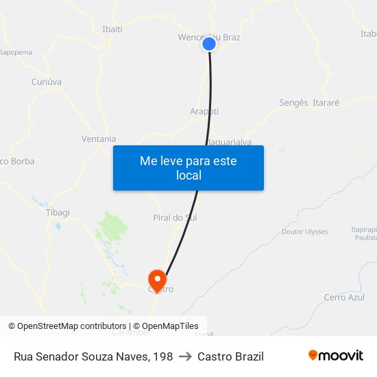 Rua Senador Souza Naves, 198 to Castro Brazil map