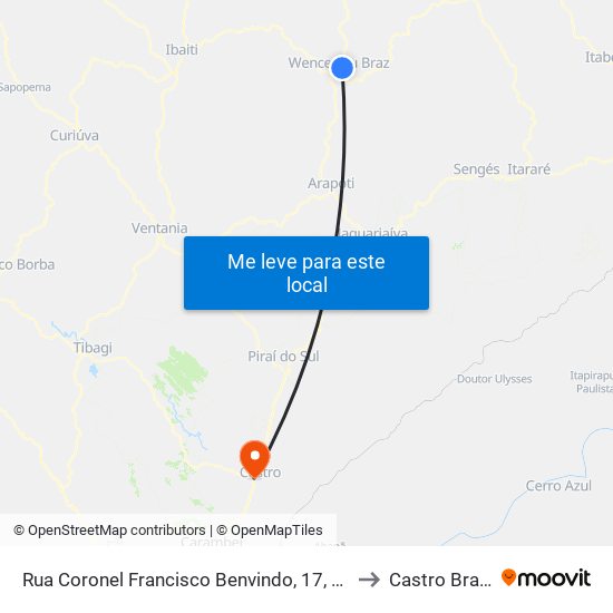 Rua Coronel Francisco Benvindo, 17, 531 to Castro Brazil map