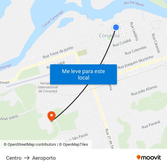 Centro to Aeroporto map