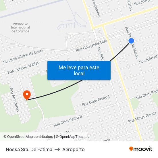 Nossa Sra. De Fátima to Aeroporto map