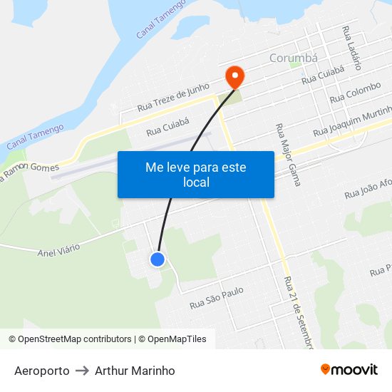 Aeroporto to Arthur Marinho map