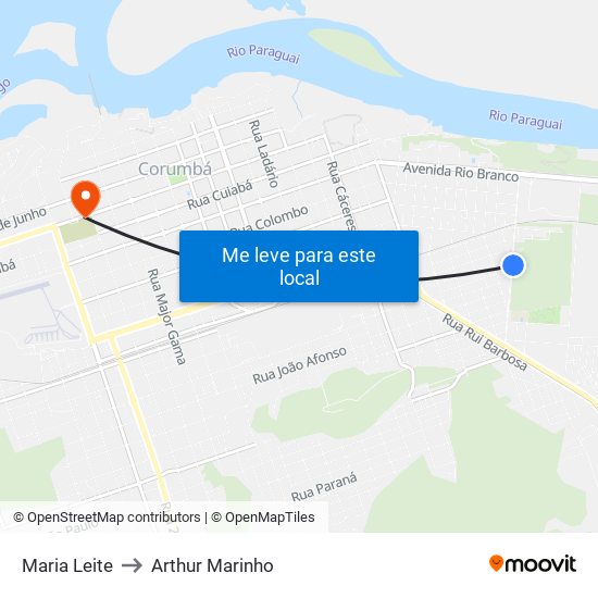 Maria Leite to Arthur Marinho map