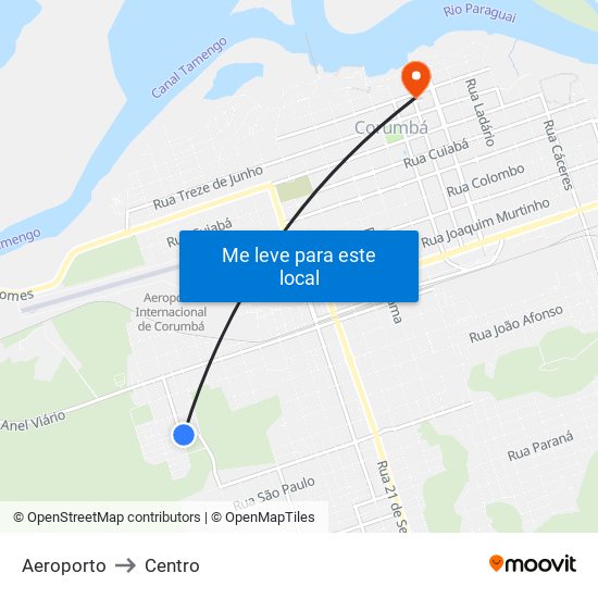Aeroporto to Centro map