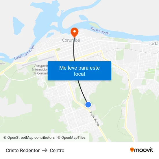 Cristo Redentor to Centro map