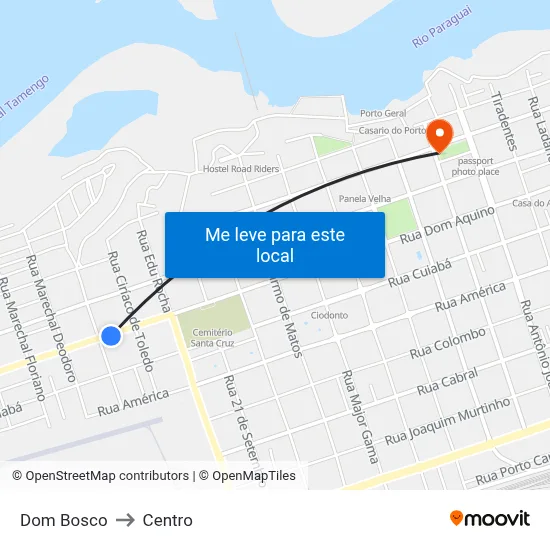 Dom Bosco to Centro map