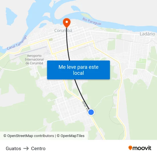 Guatos to Centro map