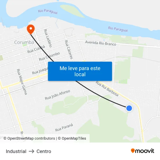 Industrial to Centro map