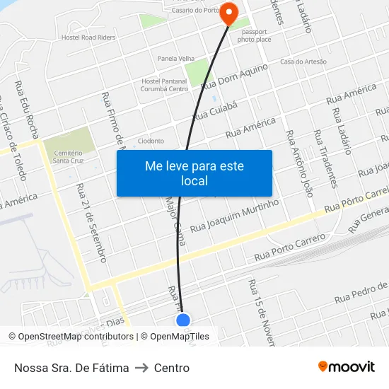 Nossa Sra. De Fátima to Centro map