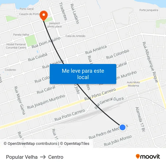 Popular Velha to Centro map