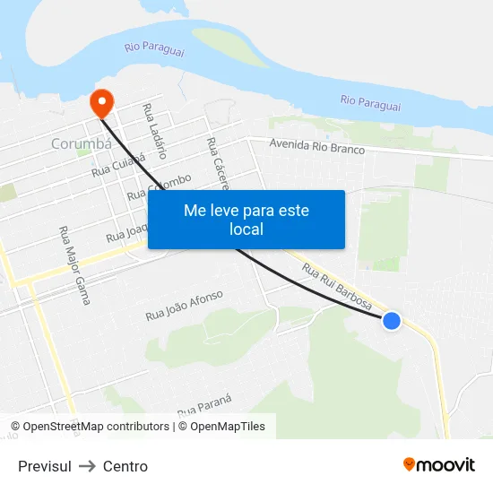 Previsul to Centro map