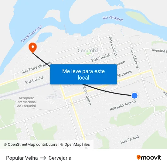 Popular Velha to Cervejaria map