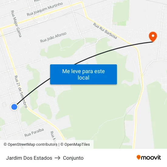 Jardim Dos Estados to Conjunto map