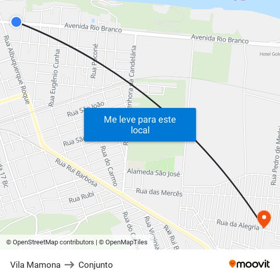Vila Mamona to Conjunto map