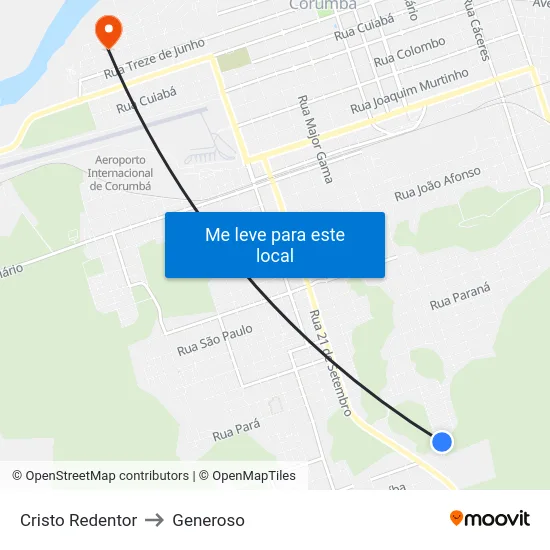 Cristo Redentor to Generoso map