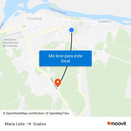 Maria Leite to Guatos map