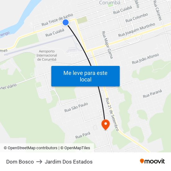 Dom Bosco to Jardim Dos Estados map