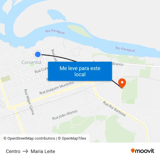 Centro to Maria Leite map
